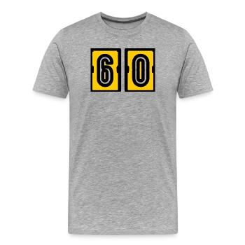 60. 60 ANS. 60e ANNIVERSAIRE. ANNIVERSAIRE 60 ANS. - T-shirt bio Premium Homme - gris chiné - Devant - Damien (186cm)