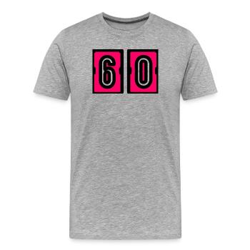 60. 60 ANS. 60e ANNIVERSAIRE. ANNIVERSAIRE 60 ANS. - T-shirt bio Premium Homme - gris chiné - Devant - Damien (186cm)