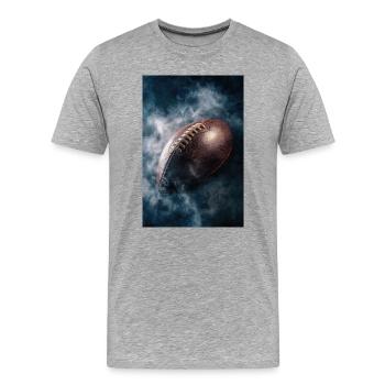 Vintage Leather Football in Smoke - Men's Premium Organic T-Shirt - heather grey - Front - Damien (186cm)