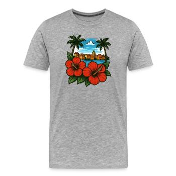 Hibiskus Küstenparadies Karibik - Männer Premium Bio T-Shirt - Grau meliert - Vorne - Damien (186cm)