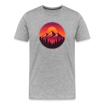 Sunset Ridge Circle Mountain Pines T-Shirt - Männer Premium Bio T-Shirt - Grau meliert - Vorne - Damien (186cm)