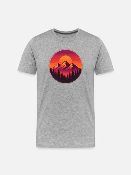 Sunset Ridge Circle Mountain Pines t-shirt - Men's Premium Organic T-Shirt - heather grey