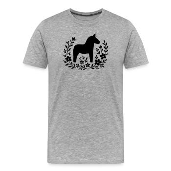 Dalapferd – Nordic Folk Art Design - Männer Premium Bio T-Shirt - Grau meliert - Vorne - Damien (186cm)