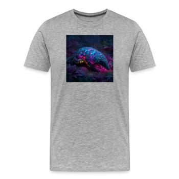 Cyberpunk Schuppentier Jungle Sci-Fi Art Neon  - Männer Premium Bio T-Shirt - Grau meliert - Vorne - Damien (186cm)