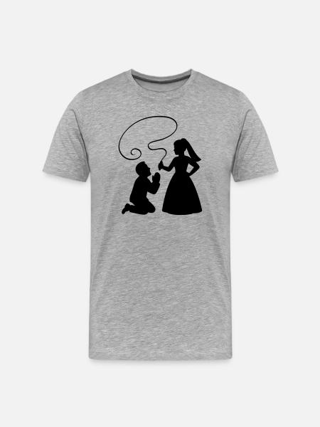 Brautpaar Ehepaar Peitsche - Männer Premium Bio T-Shirt - Grau meliert