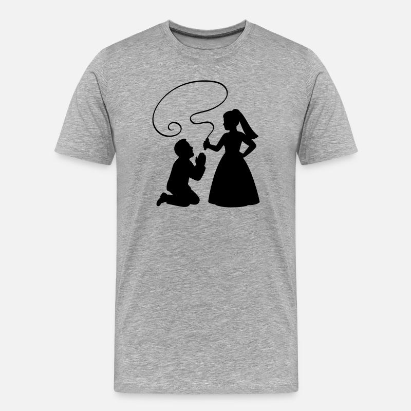 Brautpaar Ehepaar Peitsche - Männer Premium Bio T-Shirt - Grau meliert