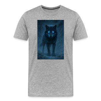 Blue-eyed wolf in a snowstorm - Men's Premium Organic T-Shirt - heather grey - Front - Damien (186cm)