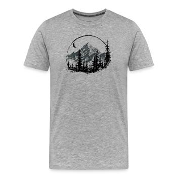 Silhouette de montagne avec pins - T-shirt bio Premium Homme - gris chiné - Devant - Damien (186cm)