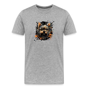 Yorkshire Terrier Splatter - Men's Premium Organic T-Shirt - heather grey - Front - Damien (186cm)