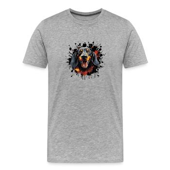 Hunde-Porträt Farbspritzer - Männer Premium Bio T-Shirt - Grau meliert - Vorne - Damien (186cm)