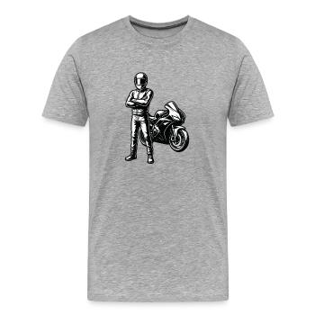 Superbike Racer Illustration Ink Style - Männer Premium Bio T-Shirt - Grau meliert - Vorne - Damien (186cm)