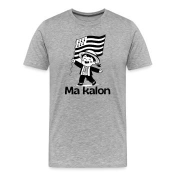 Bretagne, j'aime la bretagne, petit breton - T-shirt bio Premium Homme - gris chiné - Devant - Damien (186cm)