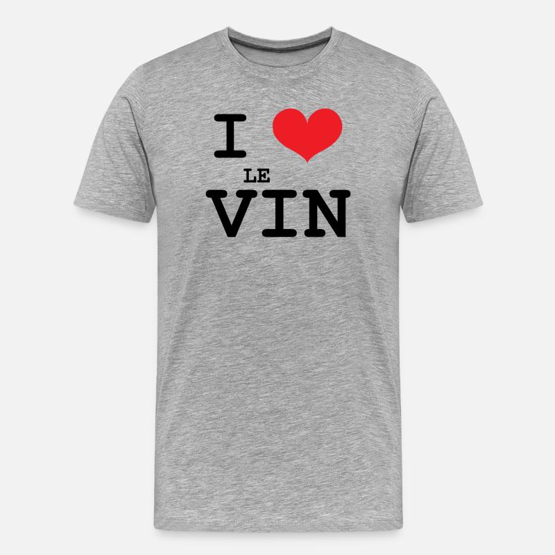 Ich liebe Wein / Alkohol - Männer Premium Bio T-Shirt - Grau meliert