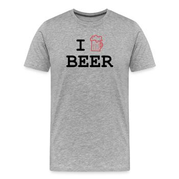 J'aime la bière / Alcool - T-shirt bio Premium Homme - gris chiné - Devant - Damien (186cm)