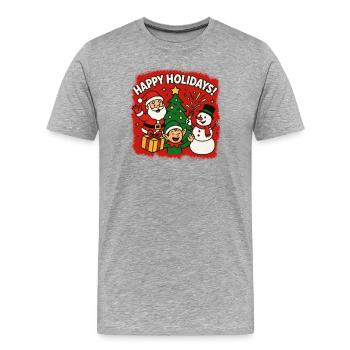 Fröhliche Feiertage Trio Weihnachtsszene - Männer Premium Bio T-Shirt - Grau meliert - Vorne - Damien (186cm)