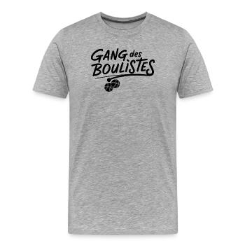 Pétanque, Pétanque-Fan, Bowler - Männer Premium Bio T-Shirt - Grau meliert - Vorne - Damien (186cm)