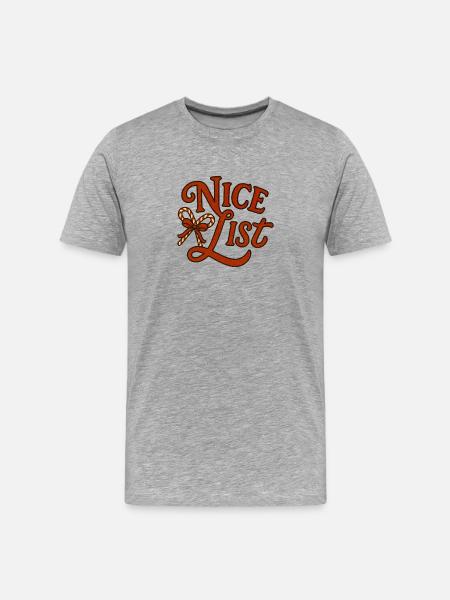 Nice List Weihnachten Zuckerstange - Männer Premium Bio T-Shirt - Grau meliert