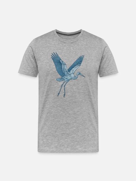 Blue Stork | Geometric Blue Crane - Men's Premium Organic T-Shirt - heather grey