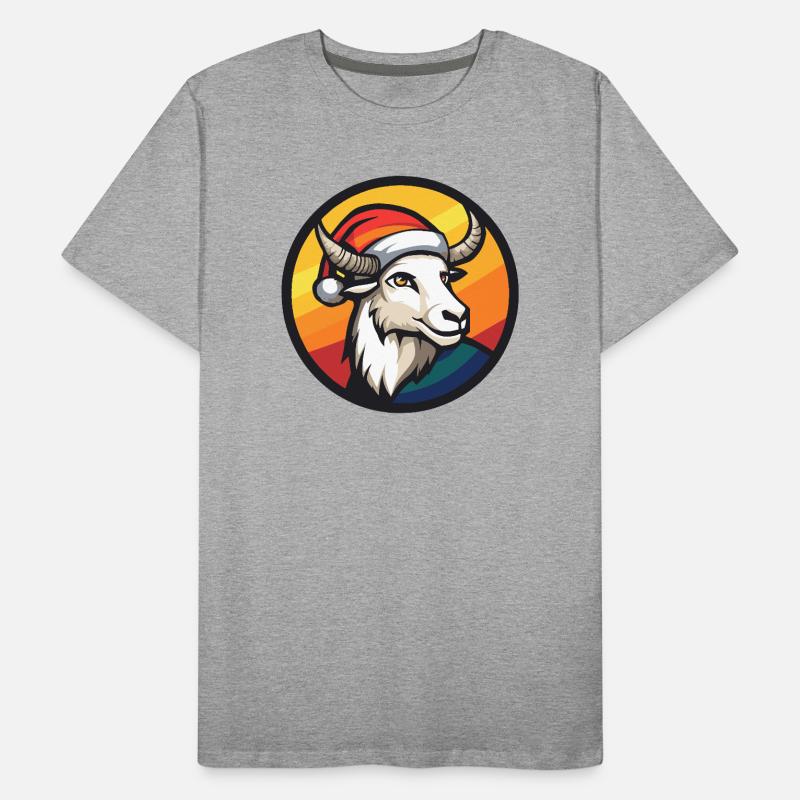 Bock mit Santa-Hut vor Regenbogen Männer Premium Bio T-Shirt