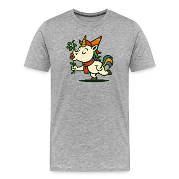 Küssende Einhorn-Mistelzweige Niedliche Weihnachtskunst - Männer Premium Bio T-Shirt - Grau meliert - Vorne - Damien (186cm)
