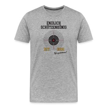 Endlich Schützenkönig Schützenfest 2026 Schütze 26 - Männer Premium Bio T-Shirt - Grau meliert - Vorne - Damien (186cm)