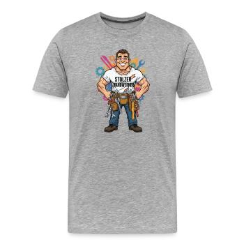 Fier artisan chemises Kraft Profession masculine - T-shirt bio Premium Homme - gris chiné - Devant - Damien (186cm)