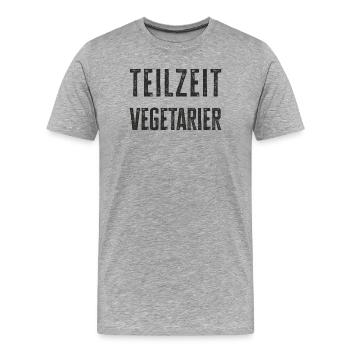 Conception de t-shirt végétarienne à temps partiel - T-shirt bio Premium Homme - gris chiné - Devant - Damien (186cm)