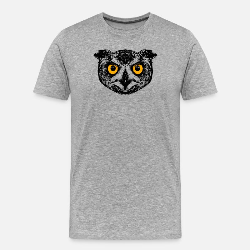 Uhu / Eule / Kauz - Männer Premium Bio T-Shirt - Grau meliert