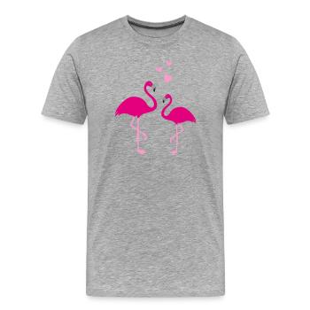 Flamingos Liebe Duo - Männer Premium Bio T-Shirt - Grau meliert - Vorne - Damien (186cm)