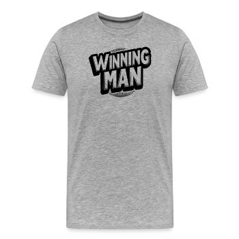 winning man lettering - Men's Premium Organic T-Shirt - heather grey - Front - Damien (186cm)