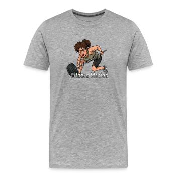 Fitness Maniac Powerlift - T-shirt bio Premium Homme - gris chiné - Devant - Damien (186cm)