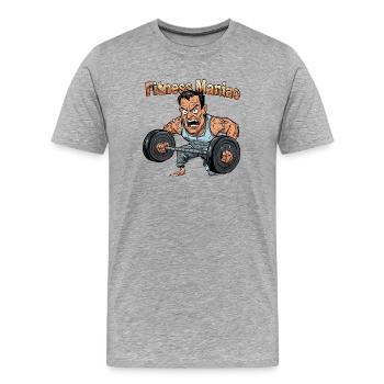 Graphique de la musculation Fitness Maniac - T-shirt bio Premium Homme - gris chiné - Devant - Damien (186cm)