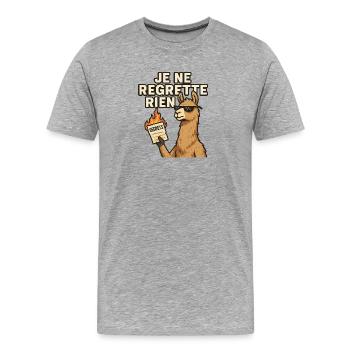 Lama rebel Je ne regrette rien - T-shirt bio Premium Homme - gris chiné - Devant - Damien (186cm)