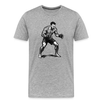 MMA Fighter Ink Sketch – Grappling Stance | Brush - Männer Premium Bio T-Shirt - Grau meliert - Vorne - Damien (186cm)