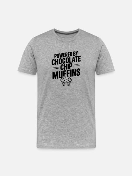 Powered by Chocolate Chip Muffins - Men's Premium Organic T-Shirt - heather grey