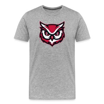 Mascot Owl Red White - Men's Premium Organic T-Shirt - heather grey - Front - Damien (186cm)