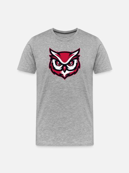 Maskottchen Eule Red White - Männer Premium Bio T-Shirt - Grau meliert