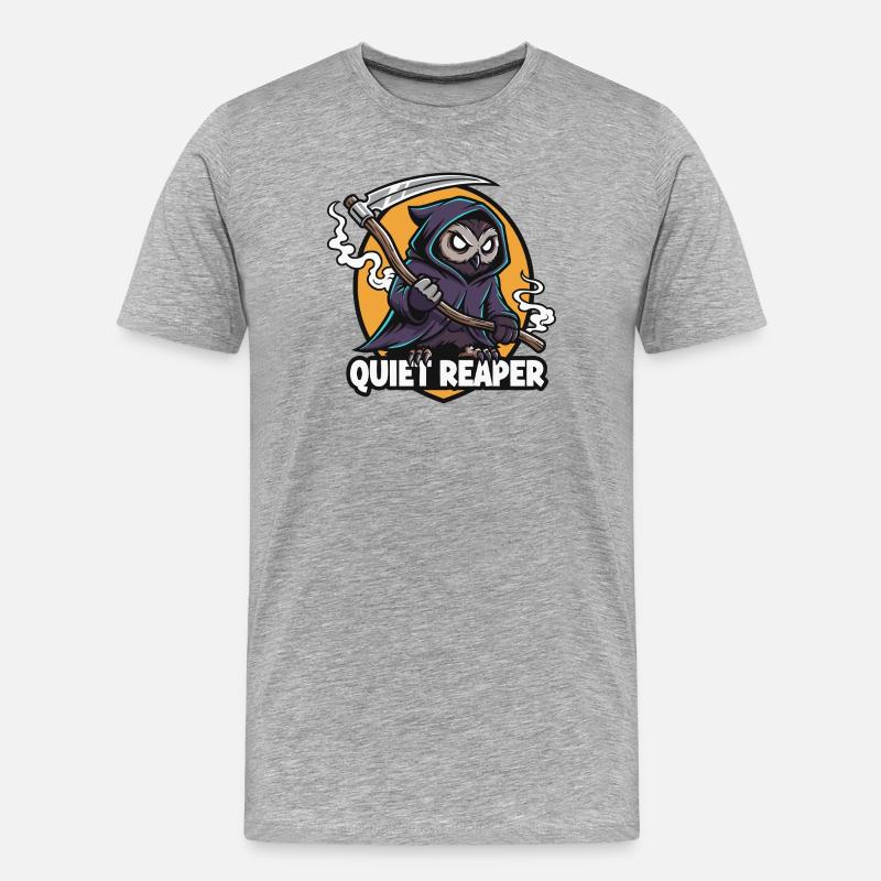 Stille Sensenjäger-Eule - Männer Premium Bio T-Shirt - Grau meliert