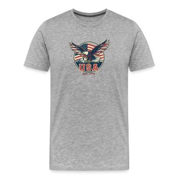 USA Patriotic Eagle Vintage - Men's Premium Organic T-Shirt - heather grey - Front - Damien (186cm)