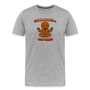 Inner Peace Gingerbread Meditationsfigur - Männer Premium Bio T-Shirt - Grau meliert - Vorne - Damien (186cm)
