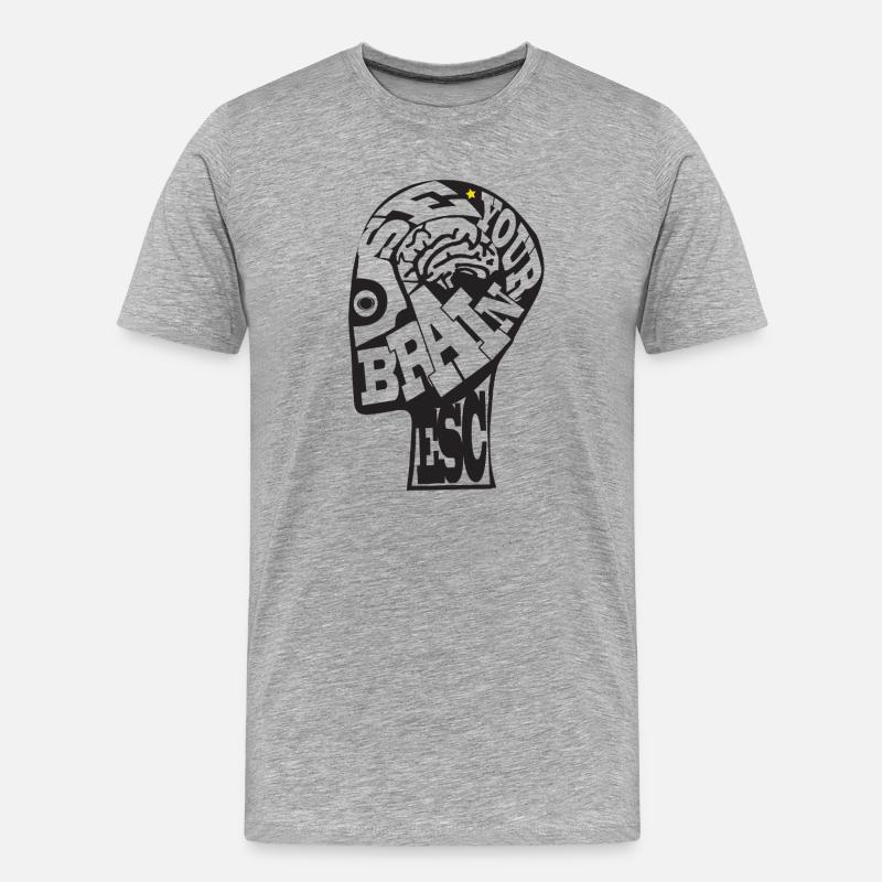 USE_YOUR_BRAIN - Männer Premium Bio T-Shirt - Grau meliert