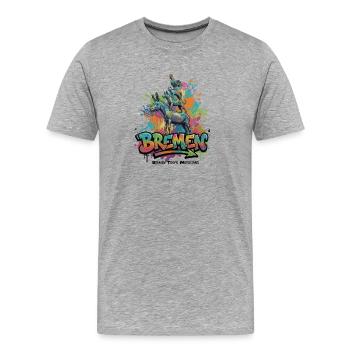 Bremer Stadtmusikanten – Märchen aus Bronze - Männer Premium Bio T-Shirt - Grau meliert - Vorne - Damien (186cm)
