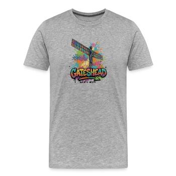 Angel of the North – Wings over the North - Men's Premium Organic T-Shirt - heather grey - Front - Damien (186cm)
