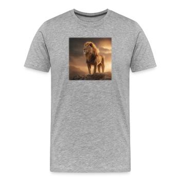 Löwenkönig Majestätisch im Abendlicht - Men's Premium Organic T-Shirt - heather grey - Front - Damien (186cm)