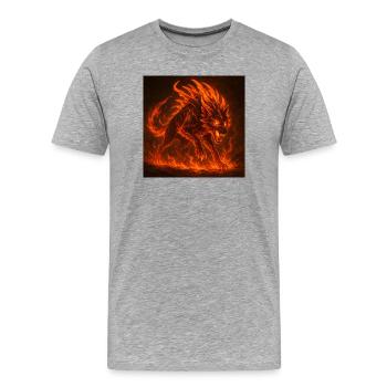 Lava-flaming wolf - Men's Premium Organic T-Shirt - heather grey - Front - Damien (186cm)
