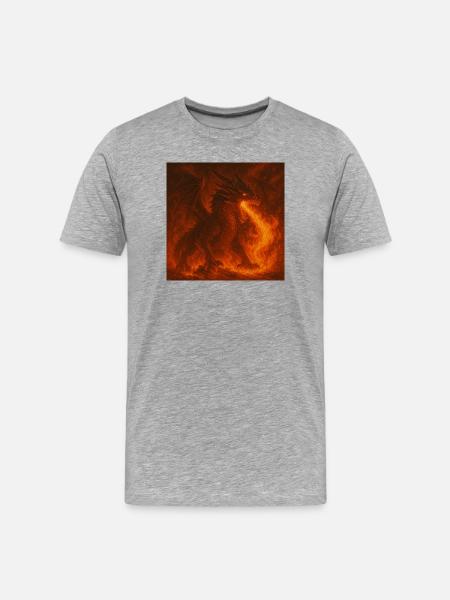 Fire dragon in glowing flames - Men's Premium Organic T-Shirt - heather grey
