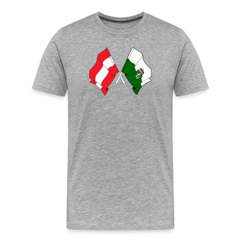 Österreich & Steiermark kreuzte Flaggen - Männer Premium Bio T-Shirt - Grau meliert - Vorne - Damien (186cm)