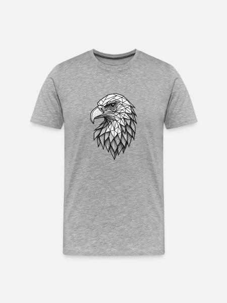 Geometric Eagle Head – Line Art - Men's Premium Organic T-Shirt - heather grey