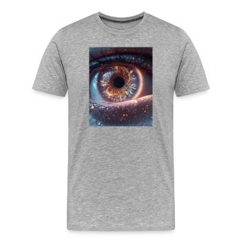 Feu de l’Œil Cosmique - T-shirt bio Premium Homme - gris chiné - Devant - Damien (186cm)