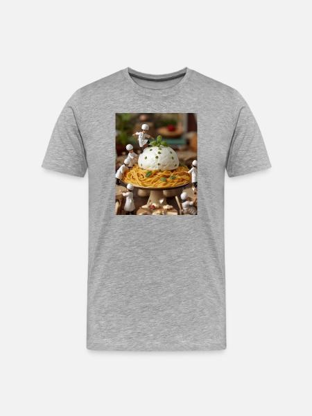 Miniature cooks on pasta table - Men's Premium Organic T-Shirt - heather grey